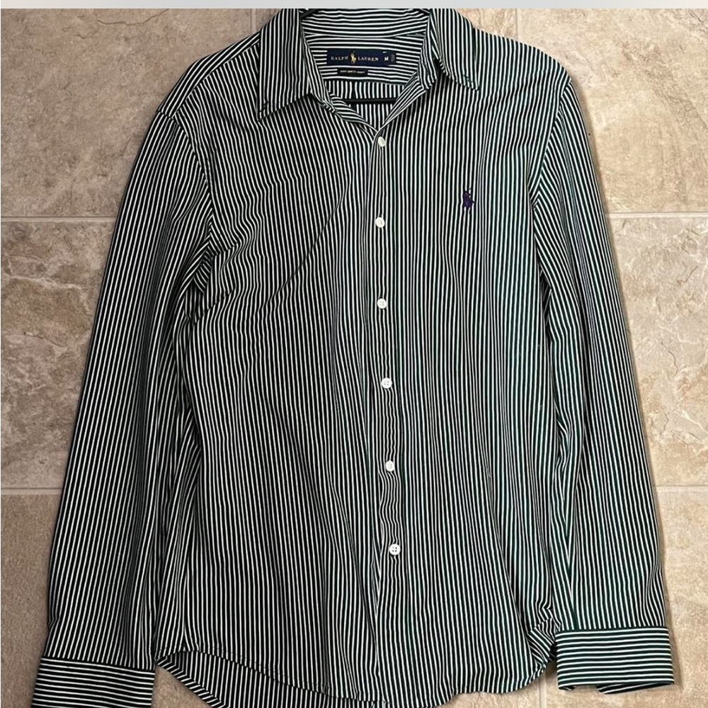 Ralph Lauren Men's Navy and White Striped Shirt